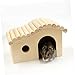 Kisangel Solid Wood Cabin Guinea Pig Toy Nest Moveable Hamster House Door Wooden Hut for Hamster Pet Mice Small Animal