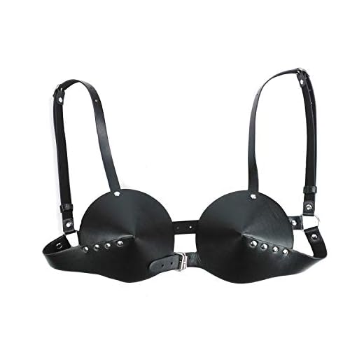 Women's Leather Bullet Cup Bra Body Harness Adjustable Brooch Buckle Punk Lingerie Bra Catwoman Costume(Black)