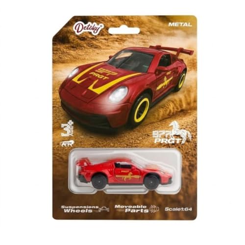 Image of 1:64 Scale Red Die Cast Metal Sports Car Model Toy Premium Collectible Miniature Replica with Realistic Detailing, Smooth Free Rolling Wheels for Display, Collection and Gift