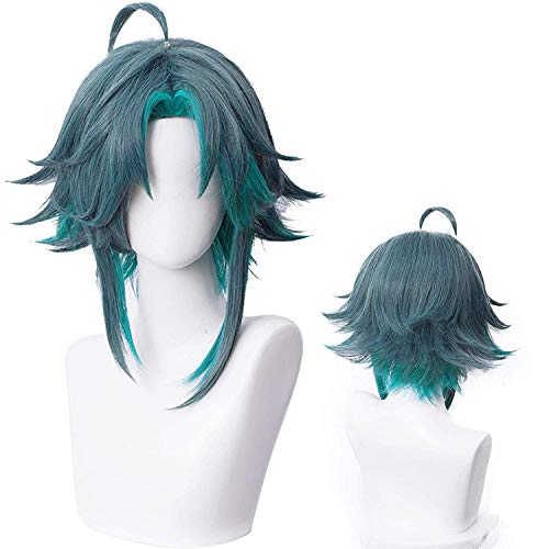 PWEINCY Xiao Cosplay Genshin Impact Perruque courte et duveteuse pour Halloween 40 cm Cheveux Harajuku Cover