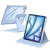 Maledan iPad Air 11インチ ケース 回転着脱式 強力マグネット M3/M2対応 第5/4世代 10.9インチ対応 横縦置き ipad Pro 11インチケース 第4/3/2/1世代対応可カバー 背面クリア オートスリープ機能 耐久性保護 ペン収納可能