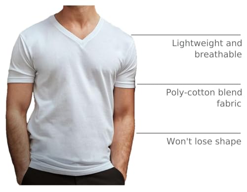 Image of Men's V-Neck T-Shirt Fitted Short Sleeve Soft Cotton Vneck Tees S-2XL