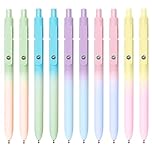 UIXJODO Gel Pens, 10 Pcs 0.5mm Japanese Black Ink Pens Fine Point Smooth Writing Pens with Silicone Grip, High-End Series Metal Clip Retractable Pens (10 Pcs Aurora)