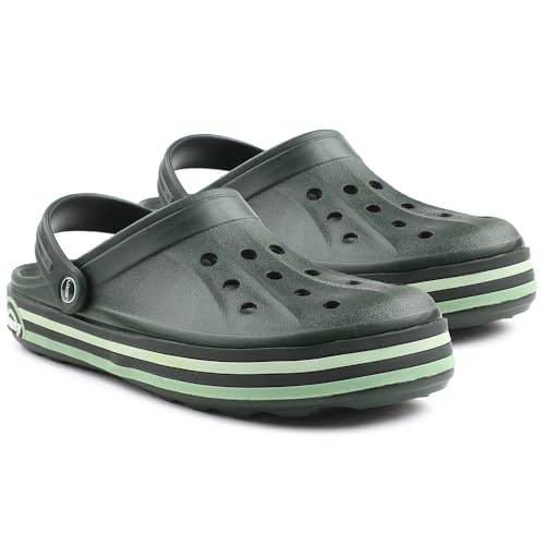 Image of Liberty A-HA LITEWALKNR Clogs for Men, Green & Navy Blue | Casual Slip-On Slingback Clog for Walking, Outdoor /Indoor Use | Solid Pattern, Fashionable Sandals with Lightweight Regular wear