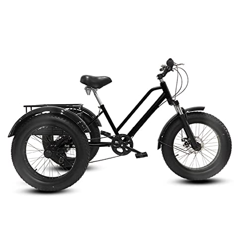 Triciclo para adultos de ejercicio, 7 velocidades, tres ruedas, neumáticos gruesos, bicicleta urbana con asiento ajustable, cesta trasera grande, tamaño grande miniatura 1