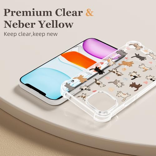 Yoedge Cute Case for iPhone 11 6.1", Cat Girly Aesthetic Pattern Design, Transparent Anti-yellowing Slim PC Shockproof Protection Cover for Girls Women - Image 4