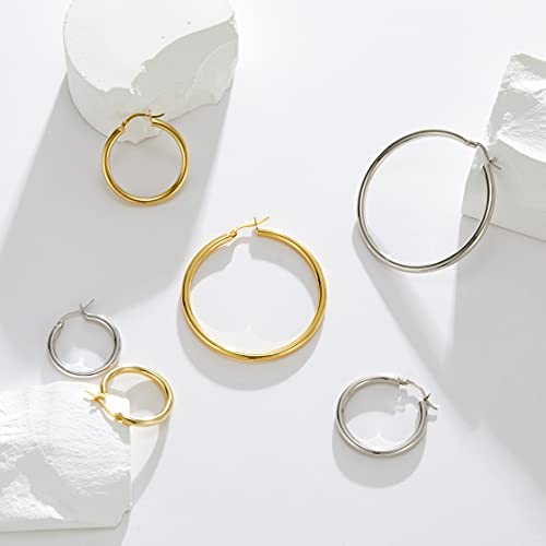 Sweetv Sterling Silver Earrings Chunky Hoop Earrings For Women 30Mm Medium Huggie Earrings Silver Hoops #TOP5