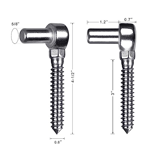 Image of Insaga 304 Stainless Steel Gate Hinge, 5 /8 inch Pin Heavy Duty Lag Screw Hinge for Wooden Fence & Farm Gate, One-Piece Molding Post Side Wood Bolt Hinge (2Pcs,M16)