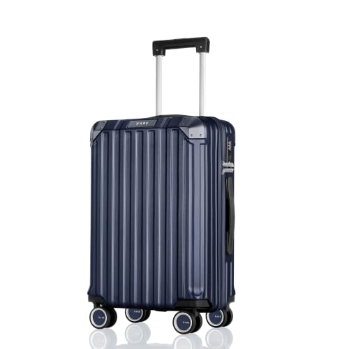 RARE RABBIT Victus Pro Cabin Size Dark Blue Hard Trolley Bag Polycarbonate Antiscratch Travel Suitcase with Reinforced Corners, 8 Silent Wheels and a Sturdy TSA Lock - Luggage for Men & Women