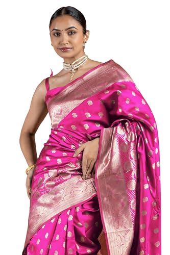 Image of Subham Women Saree Chandrakor Paithani Silk Cotton | Soft Daily Wear Golden Zari Sari with Unstitched Blouse