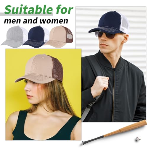 Image of Suhine 24 Pcs Blank Trucker Hat Bulk Unisex Mesh Baseball Cap for Sublimation Embroidery Vintage Adjustable Hat for Men Women