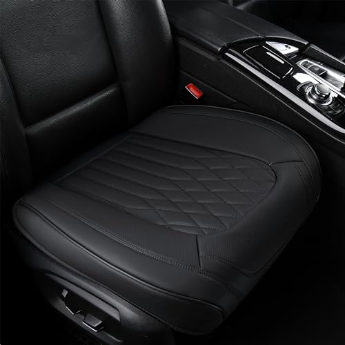 Image of BWTJF Black Car Seat Cover 2 Pack, Universal Leather Front Seat Covers Bottom Protector, Anti-Slip and Full Wrapping Edge Compatible with Most of Vehicles - SUVs /Sedans /Pickup Trucks