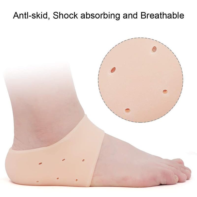 THE PURE NEST Silicone Gel Heel Pad Socks for Pain Relief - 1 Pair (Beige, Free Size) 1