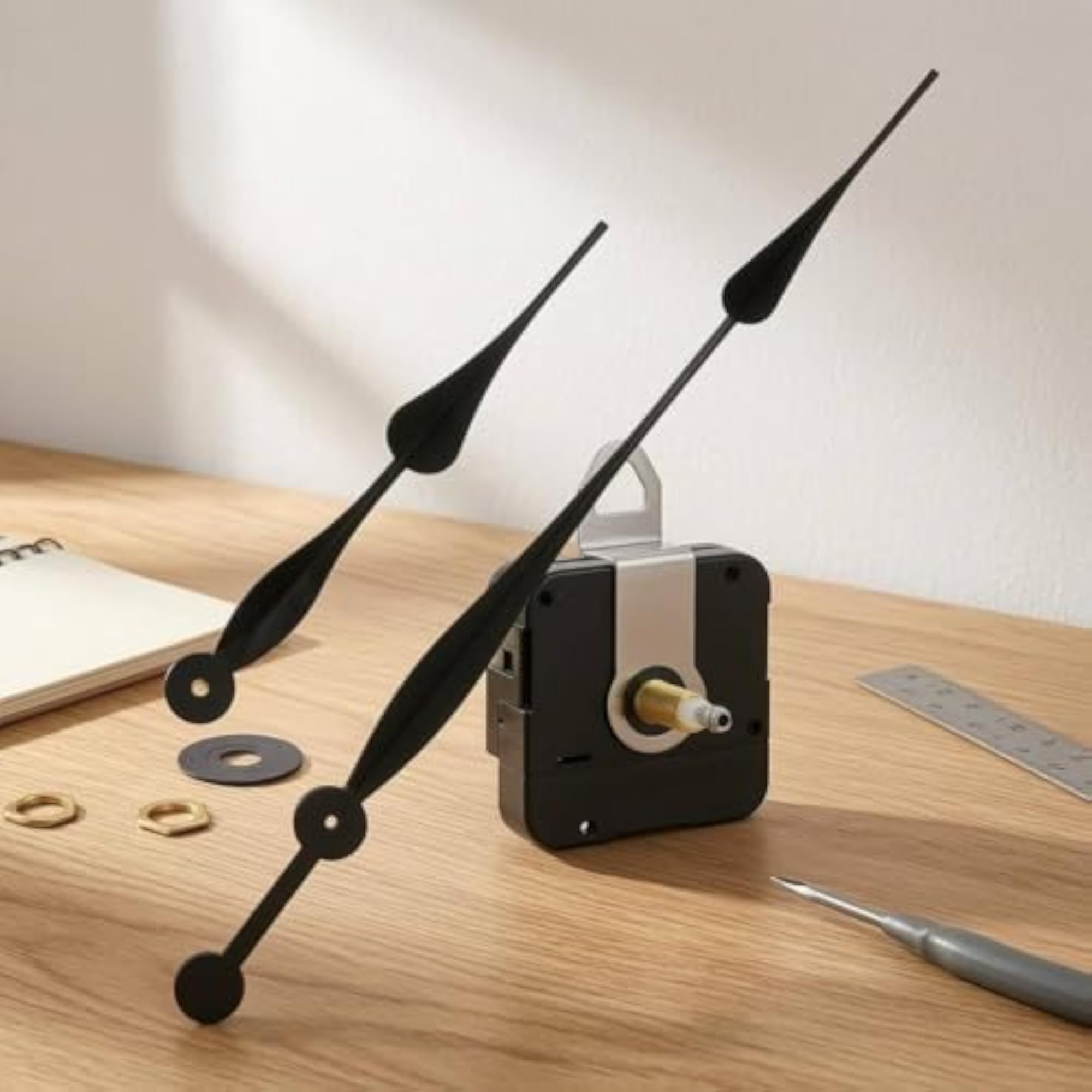 Threaded Shaft Quartz Timepiece Movement Kit, Black