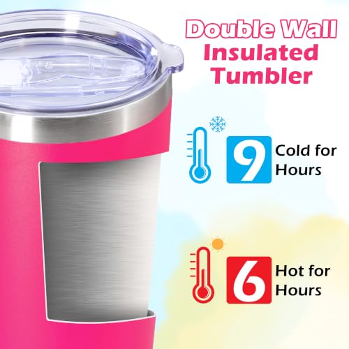 Image of 20oz Tumbler Insulated Tumblers Vacuum Coffee Mug with Lid Hot Pink 12Pack