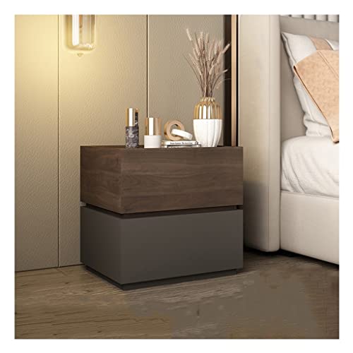 Moderna mesita de noche minimalista de madera con doble cajón de almacenamiento, mesita de noche de lujo para dormitorio