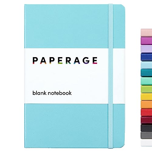 PAPERAGE Blank Journal Notebook, (SkyBlue), 160 Pages, Medium 5.7 inches x 8 inches - 100 GSM Thick Paper, Hardcover