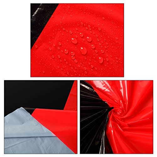 Image of Remagr 3 Pcs Round Plastic Tablecloth 84 Inch Disposable Tablecloth Party Table Cover for Graduation Wedding Birthday Retirement Decoration (Black,Red)