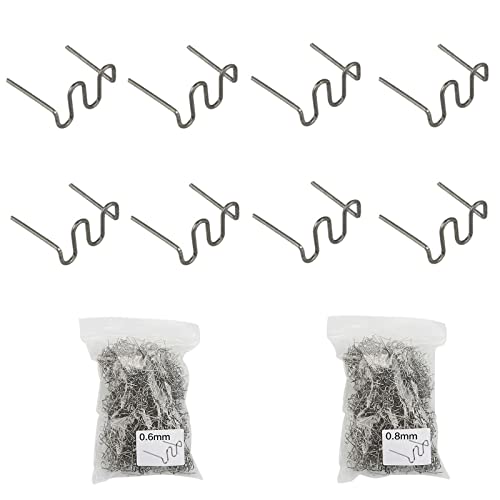 Gad2go 1000 Pieces Hot Staples Welding Staples 0.6mm 0.8mm Plastic Welding Rods for Car Auto Bumper Machine Repair Welding Wire Welding Nails (500 x 0.6mm,500 x 0.8mm)