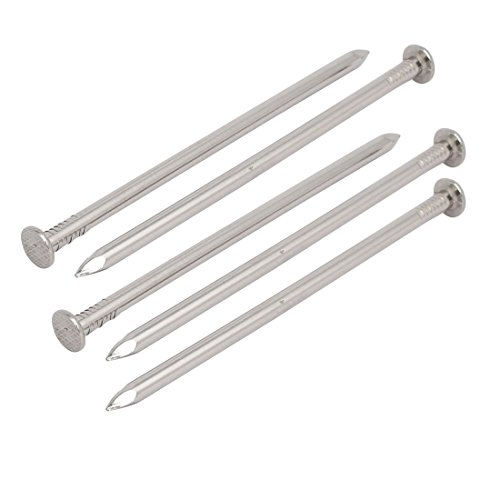 Aexit 5-inch Length Fastener 304 Stainless Steel Cement Wood Sliding Nail Silver Tone 5pcs Model:77as556qo61