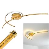 LED DECKENLAMPE: Diese futuristische Deckenleuchte besteht aus einem Sockel, an dem zwei geschwungene Lichtleisten befestigt sind. Auch ausgeschaltet ist sie ein dekoratives Accessoire für Ihren Wohnraum.