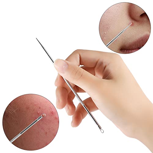 Tevkmuzz Blackhead Remover,2Pcs Stainless Steel Pimple Extractor Blackhead Remove Tool,Pimple Popper Tool Kit，Pimple Acne Blemish Removal Tools #TOP2