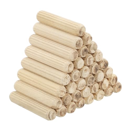 PATIKIL 120 Stück 8 x 45mm Holzdübel Set, Riffelholzdübel Holzstifte Dübel Set Gerillte Holzübelstifte Dübel Holz mit Rillen für Zimmerei Möbel Tür Kunsthandwerk Projekte