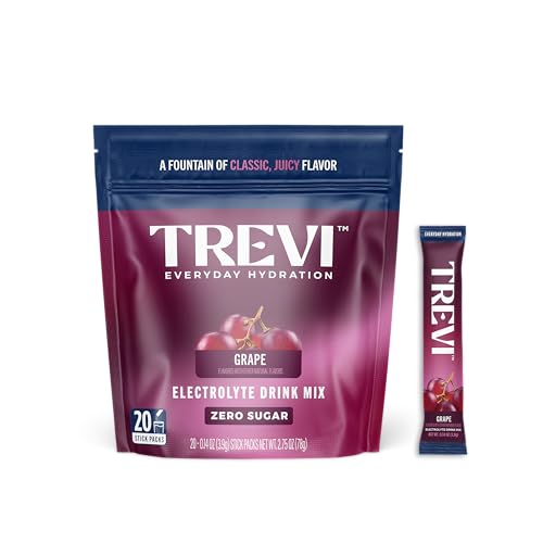 Image of TREVI Electrolytes Powder Packets, Sugar Free Hydration, Grape 20 Pack | Essential Daily Drink Mix, 0 Sugar, Magnesium, Potassium, Vitamin C, Calcium, B6 & B12 Vitamins