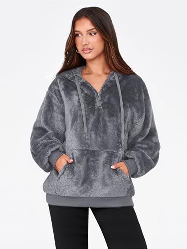 NIeyook Sherpa Fleece Hoodies for Women Fuzzy Oversized Zip up Hoodie with Pockets Casual Pullover Hooded Sweatshirt3