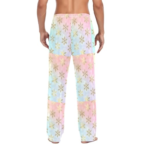 Snowflake Men's Pajamas Pants Cotton Sleep Bottoms Pants Lounge Sleepwear - S3