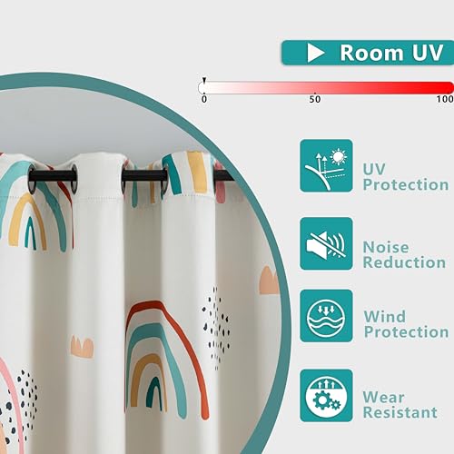Image of Blackout Rainbow Curtains for Kids Nursery Curtain, C1, 52 inch x 63 inch, 2 Panels