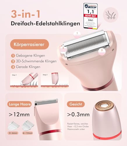 2026 Intimrasierer Für Frauen【 0 Irritation - 3D-Tiefenreinigung】【100% Wasserdicht -AquaBlock Nano】Rasierer Damen Intimbereich für Bikinizone, Gesicht und Körper 001 Bikini Trimmer