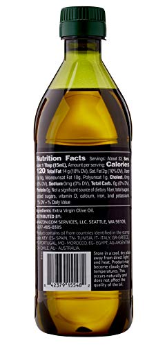 Amazon Brand - Happy Belly Extra Virgin Olive Oil, Mediterranean Blend, 16.9 Fl Oz (500mL) (Previously Solimo)