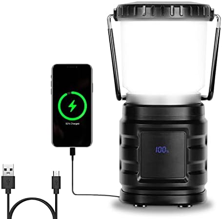Athradies 8000mAh Camping Lantern Rechargeable Lanterns for Power Outage, 1000LM, 4 Light Mode, IP65 Waterproof, LED Camping Lantern for Emergency, Hurricane Supplies, Home, Black