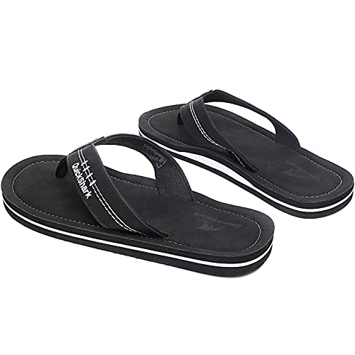 Image of Quickshark Mens Flip Flops Leather Thong Sandals Arch Support Beach Slippers