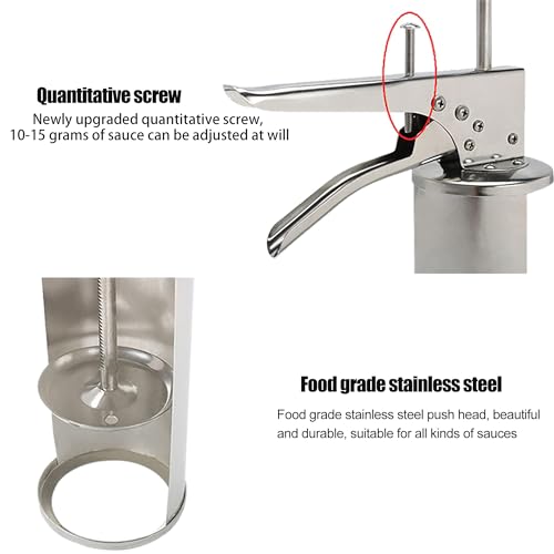 Dispenser per salse, in acciaio inox, per controllo delle porzioni, per panna acida e condimenti per insalata, capacità 650 ml