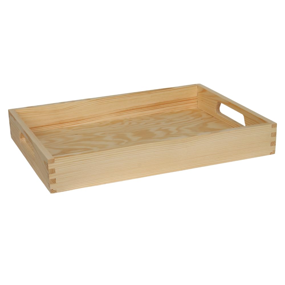 NATUREHOME Tablett aus Kiefernholz NH-B 50 x 35,5 x 7 cm – Handarbeit
