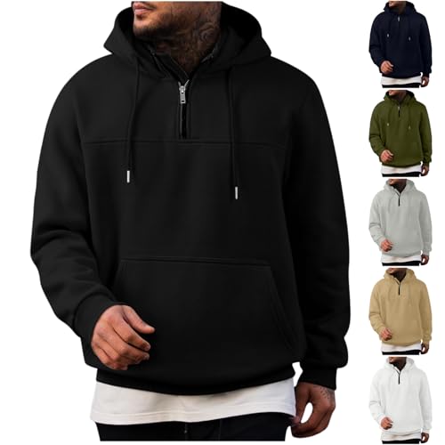 Mens Zip Up Hoodie Oversized Fleece Pullover Sweatshirts Casual Long Sleeve Drop Shoulder Sweatshirt Streetwear Fall