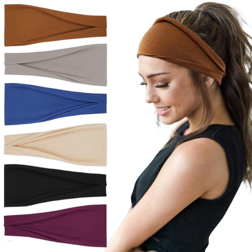 Image of YONUF 6 Pack Headbands for Women, Boho Wide Head Bands & Hair Accessories