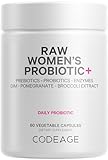 Codeage Raw Women’s Probiotic+ Supplement - 34 Probiotic Strains, 100 Billion CFUs, Digestive Enzymes, Prebiotic Blend, DIM, Herbal Extracts, Phytonutrients - Non-GMO - 30 Capsules