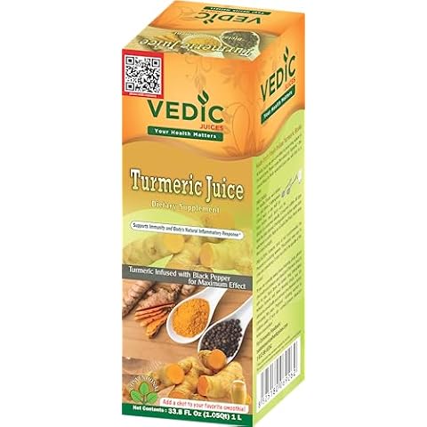Vedic Juices Pure Turmeric Juice | Premium Quality Turmeric Liquid Extract Supplement | Digestion | 33.8 Fl Oz (Pack of 1) Cover