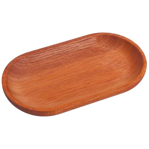 ASUNFO Oval Ring Dish Wood Jewelry Tray Trinket Key Decorative Holder Organizer for Necklace Bracelet Display Wedding Party Decor Serving Dishes 7.09 Inch
