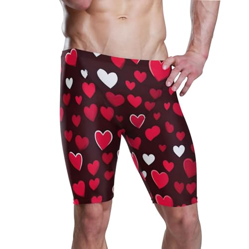 UMIRIKO Valentine's Day Heart Men's Swim Jammers Swimsuit M B0401206