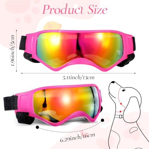 Wanmu hundebrille für kleine Rassen, UV-Schutz Hunde Sonnenbrille mit Verstellbaren Riemen, Winddicht Stylisch Haustier-Augenschutz für Autofahren, Outdoor-Aktivitäten Augenschutz(Rosa)
