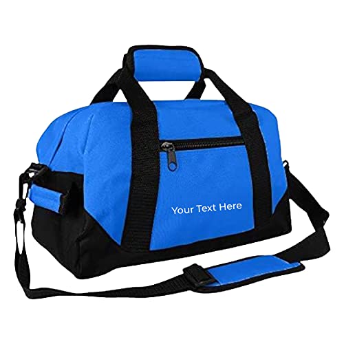 Personalized Passion Small Duffle Bag for Boys and Girls - Perfect Sized 14” Two Toned Travel Duffle - Personalized Name Sports Gym Bag for Storage - Royal Blue