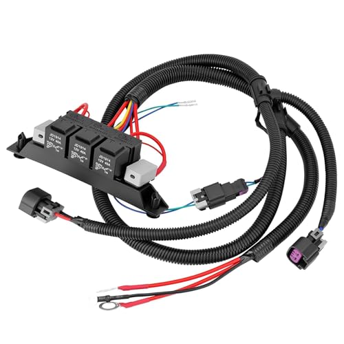 674-00923 Dual Speed Electric Fan Control Wiring Harness Kit with Relay Compatible with Chevy Avalanche Silverado Suburban Cadillac Escalade GMC Sierra Yukon 1999-2007 Retrofit Stand Alone Fan Wire