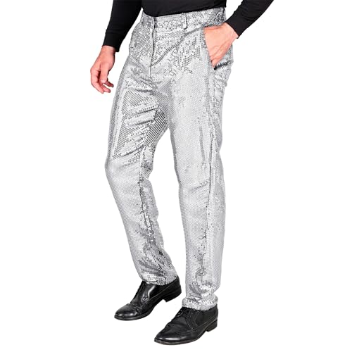 W WIDMANN MILANO Party Fashion - Pantalon à Paillettes Scintillantes pour Homme, Disco Fever, Pantalon pour Festival, Costumes de Carnaval