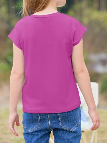 Image of Imily Bela Girls Short Sleeve T Shirts Crew Neck Cap Sleeve Tank Tops Casual Loose Summer Shirt Kids 5-14 Years