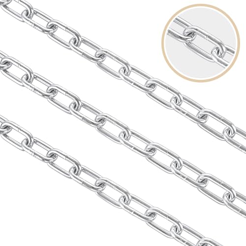 GBACHOOSE 10m x 6mm Galvanised Chain, Heavy Duty Chain Links, Silver Metal Chain for Hanging Chairs, Fence, Gate, Gym, Bike Lock, Padlock, Weight Lifting