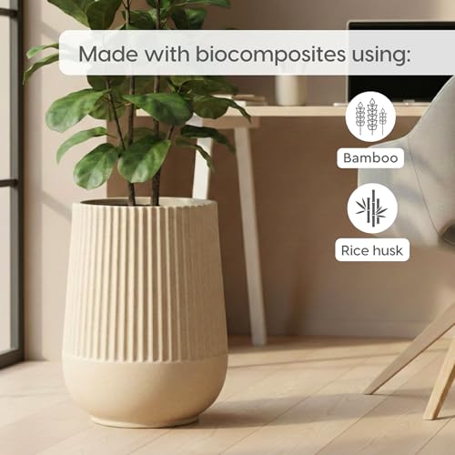 Image of Eha Earth Friendly Opera Big Planters for Home Decor | 18 inch, Pack of 1 | Heavy Duty Plant Pot Made with Rice Husk & Bamboo Biocomposite | UV Protected Pot for Plant | Pots & Planters Big Size